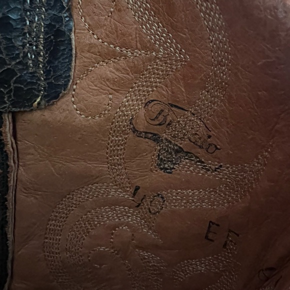 Vintage Buffalo Unique All Over Crack Effect Leather Cowboy Western Boots -M 40 - Picture 7 of 11